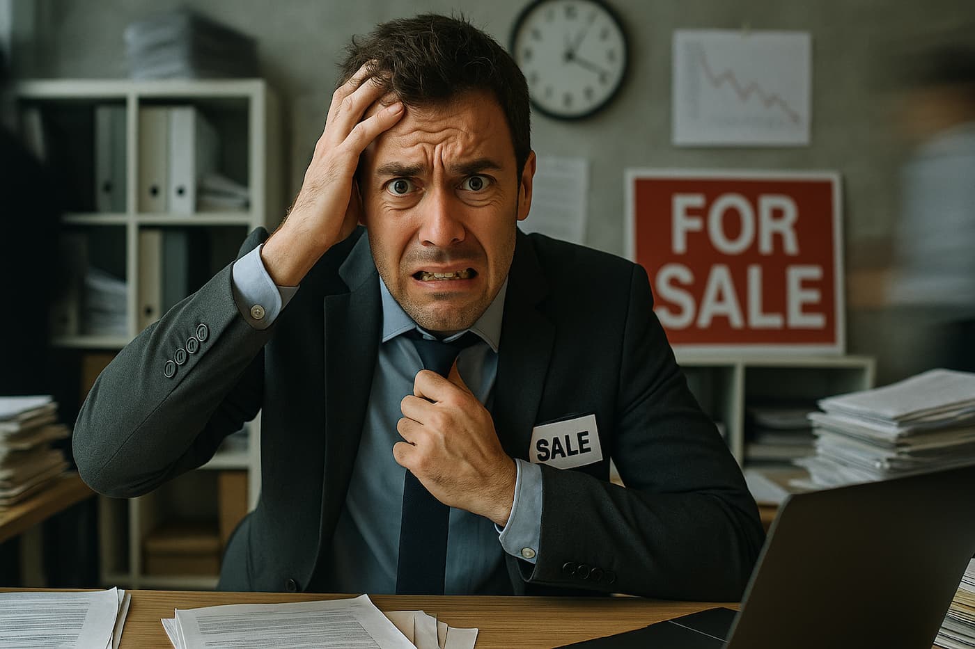 agente inmobiliario estresado